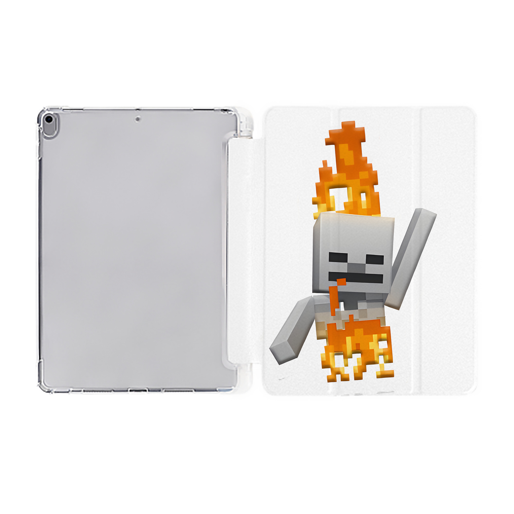 （画像用） マインクラフト ブロックの世界 Minecraft MC Block world IPad ケース ペン収納付き 三つ折りスタンド PUレザー×シリコン 対応機種9.5/10.5/10.9インチ
